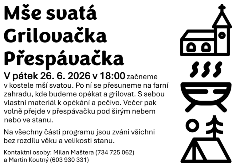 Pá 26. června: Opékání a stanování na konci školního roku
